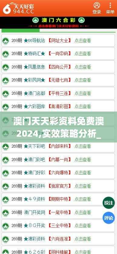 澳门天天彩资料免费澳2024,实效策略分析_S11.900