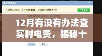 揭秘十二月电费实时查询方法与影响,背景及操作指南