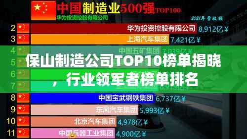 保山制造公司TOP10榜单揭晓,行业领军者榜单排名