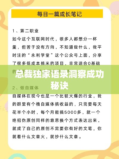 总裁独家语录洞察成功秘诀